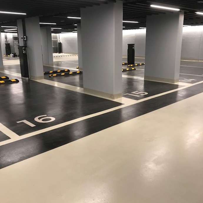 Car park surface completed with SF Coating epoxy floor finishes