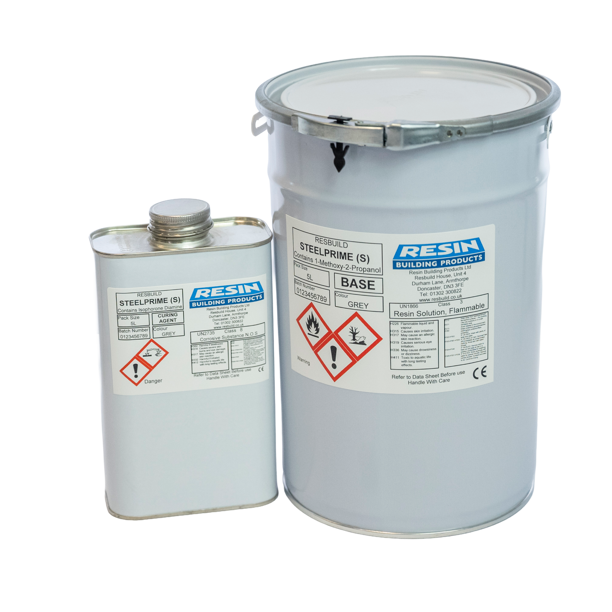 Resbuild Steelprime S solvent-based epoxy anti-corrosive primer used in industrial coating services for steel and galvanised metal protection